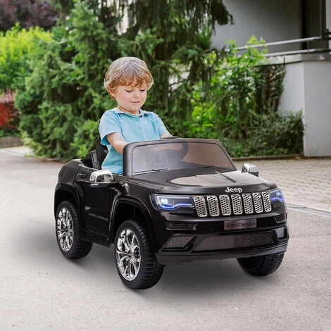 HOMCOM Voiture Véhicule électrique Enfant 12 V - Télécommande Parentale Fournie - V. Max. 3 Km/h - Effets Sonores, Lumineux - Jeep Grand Cherokee Noir - Noir 4 HOMCOM Voiture Véhicule électrique Enfant 12 V - Télécommande Parentale Fournie - V. Max. 3 Km/h - Effets Sonores, Lumineux - Jeep Grand Cherokee Noir - Noir – Image 2
