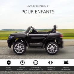 HOMCOM Voiture Véhicule électrique Enfant 12 V - Télécommande Parentale Fournie - V. Max. 3 Km/h - Effets Sonores, Lumineux - Jeep Grand Cherokee Noir - Noir 10 HOMCOM Voiture Véhicule électrique Enfant 12 V - Télécommande Parentale Fournie - V. Max. 3 Km/h - Effets Sonores, Lumineux - Jeep Grand Cherokee Noir - Noir -France HOMCOM Soldes 2022 38926837 4