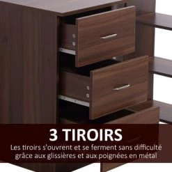 HOMCOM Bureau Informatique Table Multi-fonctions 3 Tiroirs 2 étagères Dim. 120L X 49l X 72H Cm MDF Aspect Noyer - Marron 8 HOMCOM Bureau Informatique Table Multi-fonctions 3 Tiroirs 2 étagères Dim. 120L X 49l X 72H Cm MDF Aspect Noyer - Marron -France HOMCOM Soldes 2022 38926854 2