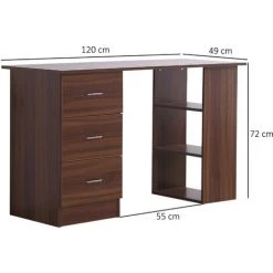 HOMCOM Bureau Informatique Table Multi-fonctions 3 Tiroirs 2 étagères Dim. 120L X 49l X 72H Cm MDF Aspect Noyer - Marron 9 HOMCOM Bureau Informatique Table Multi-fonctions 3 Tiroirs 2 étagères Dim. 120L X 49l X 72H Cm MDF Aspect Noyer - Marron -France HOMCOM Soldes 2022 38926854 3