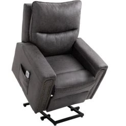 HOMCOM Fauteuil Releveur De Massage électrique Fauteuil De Relaxation Inclinable Avec Repose-pied Télécommande Revêtement Synthétique Tissu 86 X 92,5 X 104 Gris - Gris