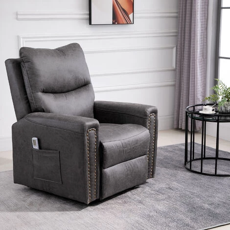 HOMCOM Fauteuil Releveur De Massage électrique Fauteuil De Relaxation Inclinable Avec Repose-pied Télécommande Revêtement Synthétique Tissu 86 X 92,5 X 104 Gris - Gris 4 HOMCOM Fauteuil Releveur De Massage électrique Fauteuil De Relaxation Inclinable Avec Repose-pied Télécommande Revêtement Synthétique Tissu 86 X 92,5 X 104 Gris - Gris – Image 2