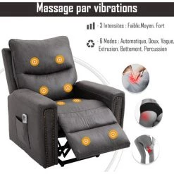 HOMCOM Fauteuil Releveur De Massage électrique Fauteuil De Relaxation Inclinable Avec Repose-pied Télécommande Revêtement Synthétique Tissu 86 X 92,5 X 104 Gris - Gris 11 HOMCOM Fauteuil Releveur De Massage électrique Fauteuil De Relaxation Inclinable Avec Repose-pied Télécommande Revêtement Synthétique Tissu 86 X 92,5 X 104 Gris - Gris -France HOMCOM Soldes 2022 39438588 5