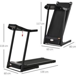 HOMCOM Tapis De Course électrique Pliable 500 W - V. Max. 12 Km/h - écran LED Multifonction - 12 Programmes - 2 Porte-gobelets - Support Smartphone - Acier ABS Noir - Noir -France HOMCOM Soldes 2022 39438630 3