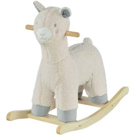 HOMCOM Cheval à Bascule Modèle Lama Fonction Vocale Bois Peuplier Peluche Douce Crème 3 HOMCOM Cheval à Bascule Modèle Lama Fonction Vocale Bois Peuplier Peluche Douce Crème
