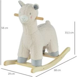 HOMCOM Cheval à Bascule Modèle Lama Fonction Vocale Bois Peuplier Peluche Douce Crème 9 HOMCOM Cheval à Bascule Modèle Lama Fonction Vocale Bois Peuplier Peluche Douce Crème -France HOMCOM Soldes 2022 39591525 3