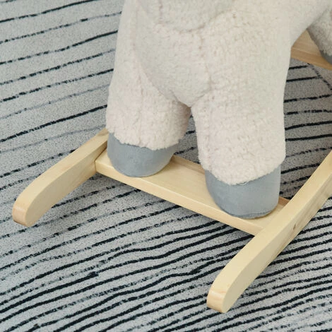 HOMCOM Cheval à Bascule Modèle Lama Fonction Vocale Bois Peuplier Peluche Douce Crème 7 HOMCOM Cheval à Bascule Modèle Lama Fonction Vocale Bois Peuplier Peluche Douce Crème – Image 5