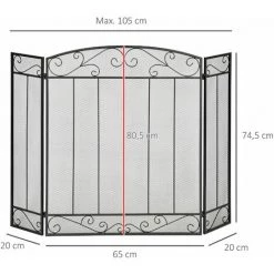 HOMCOM Grille De Protection Pour Cheminée - Pare-feu Large Pour Cheminée Ou Poêle - Pare-étincelles - Barrière De Sécurité - 3 Volets Pliables - Acier Métal Noir - Noir 9 HOMCOM Grille De Protection Pour Cheminée - Pare-feu Large Pour Cheminée Ou Poêle - Pare-étincelles - Barrière De Sécurité - 3 Volets Pliables - Acier Métal Noir - Noir -France HOMCOM Soldes 2022 39591638 3