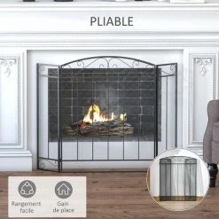 HOMCOM Grille De Protection Pour Cheminée - Pare-feu Large Pour Cheminée Ou Poêle - Pare-étincelles - Barrière De Sécurité - 3 Volets Pliables - Acier Métal Noir - Noir 11 HOMCOM Grille De Protection Pour Cheminée - Pare-feu Large Pour Cheminée Ou Poêle - Pare-étincelles - Barrière De Sécurité - 3 Volets Pliables - Acier Métal Noir - Noir -France HOMCOM Soldes 2022 39591638 5