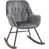 HOMCOM Fauteuil à Bascule Grand Confort Accoudoirs Assise Dossier Garnissage Mousse Haute Densité Velours Gris Foncé