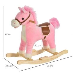 HOMCOM Cheval à Bascule Selle Grand Confort Peluche Courte Douce Bois Peuplier Rose Dim. 65L X 32,5l X 61H Cm 9 HOMCOM Cheval à Bascule Selle Grand Confort Peluche Courte Douce Bois Peuplier Rose Dim. 65L X 32,5l X 61H Cm -France HOMCOM Soldes 2022 39685313 3