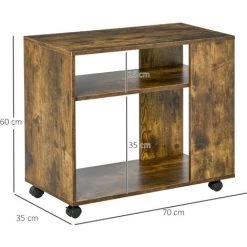 HOMCOM Bout De Canapé Sur Roulettes 2 étagères Panneaux Particules Aspect Vieux Bois Veinage -France HOMCOM Soldes 2022 39685325 3