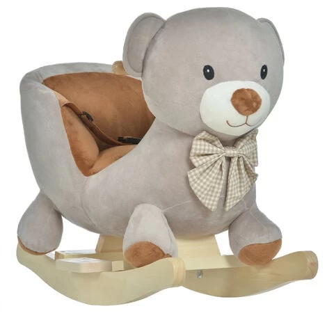 HOMCOM Cheval à Bascule Jouet à Bascule Ourson Fauteuil Intégré Ceinture De Sécurité Fonction Sonore Grognement Gris Marron - Gris 3 HOMCOM Cheval à Bascule Jouet à Bascule Ourson Fauteuil Intégré Ceinture De Sécurité Fonction Sonore Grognement Gris Marron - Gris