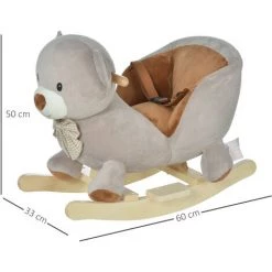 HOMCOM Cheval à Bascule Jouet à Bascule Ourson Fauteuil Intégré Ceinture De Sécurité Fonction Sonore Grognement Gris Marron - Gris 9 HOMCOM Cheval à Bascule Jouet à Bascule Ourson Fauteuil Intégré Ceinture De Sécurité Fonction Sonore Grognement Gris Marron - Gris -France HOMCOM Soldes 2022 39773009 3