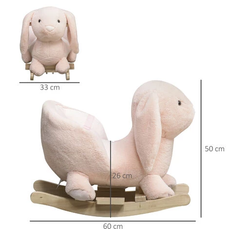 HOMCOM Cheval à Bascule Jouet à Bascule Lapin Fauteuil Intégré Ceinture De Sécurité Fonction Sonore Clapissement Rose - Rose 5 HOMCOM Cheval à Bascule Jouet à Bascule Lapin Fauteuil Intégré Ceinture De Sécurité Fonction Sonore Clapissement Rose - Rose – Image 3