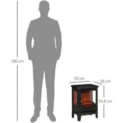 HOMCOM Cheminée électrique Poêle Style Néo-rétro 1000-2000 W Simulation Flammes LED Luminosité Réglable Acier ABS Noir - Noir 9 HOMCOM Cheminée électrique Poêle Style Néo-rétro 1000-2000 W Simulation Flammes LED Luminosité Réglable Acier ABS Noir - Noir -France HOMCOM Soldes 2022 39773019 3
