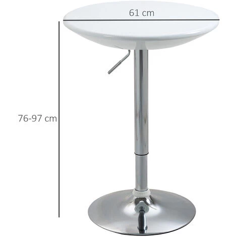 HOMCOM Table De Bar Ronde - Table Bistro Chic Style Contemporain - Piètement Acier Métal Chromé Plateau ABS Pivotant 360° Blanc - Blanc 5 HOMCOM Table De Bar Ronde - Table Bistro Chic Style Contemporain - Piètement Acier Métal Chromé Plateau ABS Pivotant 360° Blanc - Blanc â Image 3