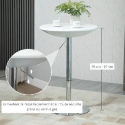 HOMCOM Table De Bar Ronde - Table Bistro Chic Style Contemporain - Piètement Acier Métal Chromé Plateau ABS Pivotant 360° Blanc - Blanc 10 HOMCOM Table De Bar Ronde - Table Bistro Chic Style Contemporain - Piètement Acier Métal Chromé Plateau ABS Pivotant 360° Blanc - Blanc -France HOMCOM Soldes 2022 39773023 4