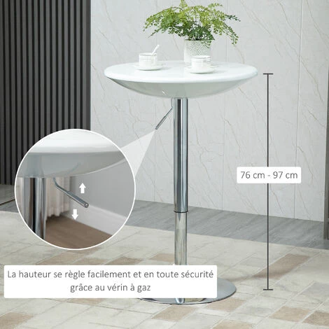 HOMCOM Table De Bar Ronde - Table Bistro Chic Style Contemporain - Piètement Acier Métal Chromé Plateau ABS Pivotant 360° Blanc - Blanc 6 HOMCOM Table De Bar Ronde - Table Bistro Chic Style Contemporain - Piètement Acier Métal Chromé Plateau ABS Pivotant 360° Blanc - Blanc â Image 4