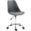 HOMCOM Chaise De Bureau Design Contemporain Hauteur Réglable Pivotant 360° Piètement Chromé Revêtement Assise Synthétique Gris - Gris