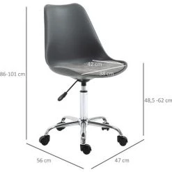HOMCOM Chaise De Bureau Design Contemporain Hauteur Réglable Pivotant 360° Piètement Chromé Revêtement Assise Synthétique Gris - Gris -France HOMCOM Soldes 2022 39773024 3