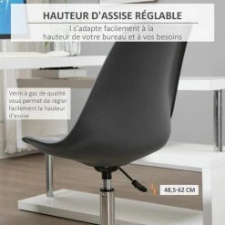 HOMCOM Chaise De Bureau Design Contemporain Hauteur Réglable Pivotant 360° Piètement Chromé Revêtement Assise Synthétique Gris - Gris -France HOMCOM Soldes 2022 39773024 5