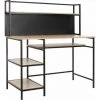 HOMCOM Bureau Informatique Design Industriel 4 étagères Grand Plateau Et Panneau Noir Métal Aspect Chêne Clair - Beige 1 HOMCOM Bureau Informatique Design Industriel 4 étagères Grand Plateau Et Panneau Noir Métal Aspect Chêne Clair - Beige -France HOMCOM Soldes 2022 39773025 1