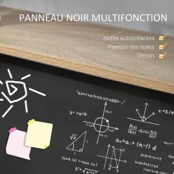 HOMCOM Bureau Informatique Design Industriel 4 étagères Grand Plateau Et Panneau Noir Métal Aspect Chêne Clair - Beige -France HOMCOM Soldes 2022 39773025 5