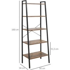 HOMCOM Étagère Style Industriel Incliné 5 étagères Dim. 56L X 34l X 160H Cm Métal Noir Aspect Vieux Bois 9 HOMCOM Étagère Style Industriel Incliné 5 étagères Dim. 56L X 34l X 160H Cm Métal Noir Aspect Vieux Bois -France HOMCOM Soldes 2022 39773026 3