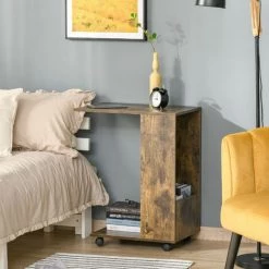 HOMCOM Table De Lit/fauteuil - Table D'appoint Roulante Avec étagère Basse Et Compartiment Rangement - Panneaux Particules Aspect Vieux Bois 10 HOMCOM Table De Lit/fauteuil - Table D'appoint Roulante Avec étagère Basse Et Compartiment Rangement - Panneaux Particules Aspect Vieux Bois -France HOMCOM Soldes 2022 39773028 4