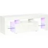 HOMCOM Meuble TV LED Style Contemporain - Grand Tiroir, Niche, 2 étagères Verre - Panneaux Particules MDF Blanc Laqué - Blanc 1 HOMCOM Meuble TV LED Style Contemporain - Grand Tiroir, Niche, 2 étagères Verre - Panneaux Particules MDF Blanc Laqué - Blanc -France HOMCOM Soldes 2022 39773037 1