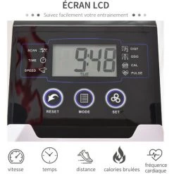HOMCOM Vélo Elliptique Vertical Vélo D'appartement 2 En 1 écran LCD Multifonction Hauteur & Résistance Réglable Acier ABS Gris Rouge Noir -France HOMCOM Soldes 2022 39773055 4