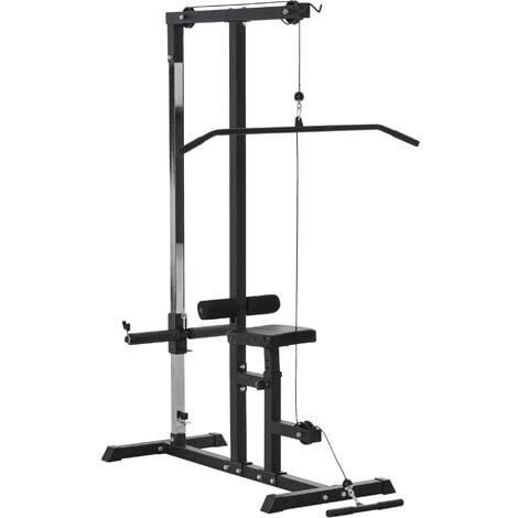 HOMCOM Station De Musculation Pour Tirage Poitrine - Lat Pulldown Machine Avec Bande De Résistance - Banc De Musculation - Acier PVC Noir 3 HOMCOM Station De Musculation Pour Tirage Poitrine - Lat Pulldown Machine Avec Bande De Résistance - Banc De Musculation - Acier PVC Noir