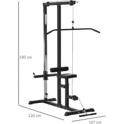 HOMCOM Station De Musculation Pour Tirage Poitrine - Lat Pulldown Machine Avec Bande De Résistance - Banc De Musculation - Acier PVC Noir 9 HOMCOM Station De Musculation Pour Tirage Poitrine - Lat Pulldown Machine Avec Bande De Résistance - Banc De Musculation - Acier PVC Noir -France HOMCOM Soldes 2022 39773056 3