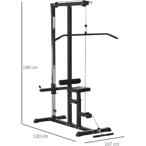 HOMCOM Station De Musculation Pour Tirage Poitrine - Lat Pulldown Machine Avec Bande De Résistance - Banc De Musculation - Acier PVC Noir 5 HOMCOM Station De Musculation Pour Tirage Poitrine - Lat Pulldown Machine Avec Bande De Résistance - Banc De Musculation - Acier PVC Noir – Image 3