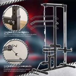 HOMCOM Station De Musculation Pour Tirage Poitrine - Lat Pulldown Machine Avec Bande De Résistance - Banc De Musculation - Acier PVC Noir 11 HOMCOM Station De Musculation Pour Tirage Poitrine - Lat Pulldown Machine Avec Bande De Résistance - Banc De Musculation - Acier PVC Noir -France HOMCOM Soldes 2022 39773056 5