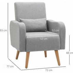 HOMCOM Fauteuil Design Scandinave Dim. 72L X 77l X 93H Cm Avec Coussin Pieds Effilés Bois De Hêtre Tissu Lin Gris Clair 9 HOMCOM Fauteuil Design Scandinave Dim. 72L X 77l X 93H Cm Avec Coussin Pieds Effilés Bois De Hêtre Tissu Lin Gris Clair -France HOMCOM Soldes 2022 39781169 3