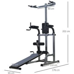 HOMCOM Station De Musculation Entrainement Complet - Barre De Traction, à Dips, Banc De Musculation, Poignées Push-up, Curls - Acier Synthétique Gris Noir 9 HOMCOM Station De Musculation Entrainement Complet - Barre De Traction, à Dips, Banc De Musculation, Poignées Push-up, Curls - Acier Synthétique Gris Noir -France HOMCOM Soldes 2022 39853370 3