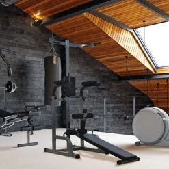 HOMCOM Station De Musculation Entrainement Complet - Barre De Traction, à Dips, Banc De Musculation, Poignées Push-up, Curls - Acier Synthétique Gris Noir 10 HOMCOM Station De Musculation Entrainement Complet - Barre De Traction, à Dips, Banc De Musculation, Poignées Push-up, Curls - Acier Synthétique Gris Noir -France HOMCOM Soldes 2022 39853370 4