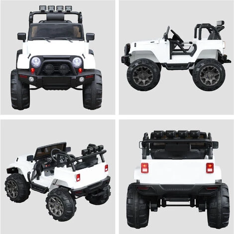 HOMCOM Voiture 4x4 électrique 12 V + Télécommande 128L X 78l X 76H Cm Enfants 3 à 8 Ans Effets Lumineux Sonores Lecteur MP3 Blanc 6 HOMCOM Voiture 4x4 électrique 12 V + Télécommande 128L X 78l X 76H Cm Enfants 3 à 8 Ans Effets Lumineux Sonores Lecteur MP3 Blanc – Image 4