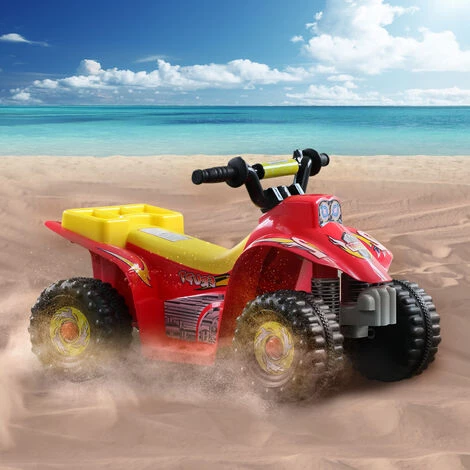 HOMCOM Voiture 4x4 Quad électrique Multifonctions 65L X 43l X 43H Cm Enfants 18 à 36 Mois Rouge Et Jaune 4 HOMCOM Voiture 4x4 Quad électrique Multifonctions 65L X 43l X 43H Cm Enfants 18 à 36 Mois Rouge Et Jaune – Image 2