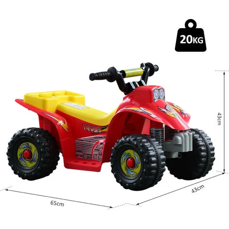 HOMCOM Voiture 4x4 Quad électrique Multifonctions 65L X 43l X 43H Cm Enfants 18 à 36 Mois Rouge Et Jaune 5 HOMCOM Voiture 4x4 Quad électrique Multifonctions 65L X 43l X 43H Cm Enfants 18 à 36 Mois Rouge Et Jaune – Image 3