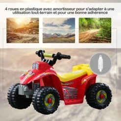 HOMCOM Voiture 4x4 Quad électrique Multifonctions 65L X 43l X 43H Cm Enfants 18 à 36 Mois Rouge Et Jaune 11 HOMCOM Voiture 4x4 Quad électrique Multifonctions 65L X 43l X 43H Cm Enfants 18 à 36 Mois Rouge Et Jaune -France HOMCOM Soldes 2022 40474264 5