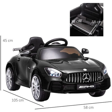 HOMCOM Voiture Véhicule électrique Enfants 12 V - V. Max. 5 Km/h Effets Sonores, Lumineux, Télécommande Mercedes-AMG GT R Noir - Noir 5 HOMCOM Voiture Véhicule électrique Enfants 12 V - V. Max. 5 Km/h Effets Sonores, Lumineux, Télécommande Mercedes-AMG GT R Noir - Noir – Image 3