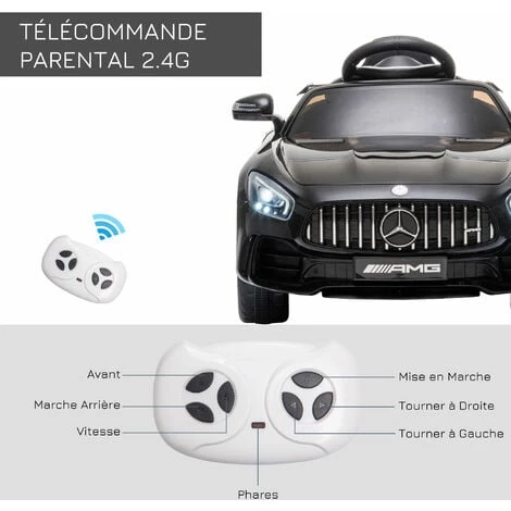 HOMCOM Voiture Véhicule électrique Enfants 12 V - V. Max. 5 Km/h Effets Sonores, Lumineux, Télécommande Mercedes-AMG GT R Noir - Noir 7 HOMCOM Voiture Véhicule électrique Enfants 12 V - V. Max. 5 Km/h Effets Sonores, Lumineux, Télécommande Mercedes-AMG GT R Noir - Noir – Image 5