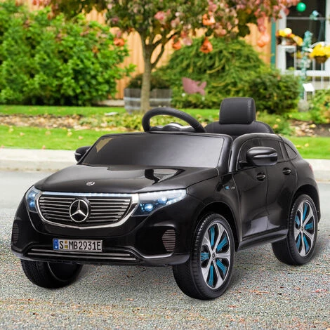 HOMCOM Voiture Véhicule électrique Enfants 12 V - V. Max. 5 Km/h Effets Sonores + Lumineux Mercedes EQC 400 4matic Noir - Noir 4 HOMCOM Voiture Véhicule électrique Enfants 12 V - V. Max. 5 Km/h Effets Sonores + Lumineux Mercedes EQC 400 4matic Noir - Noir – Image 2