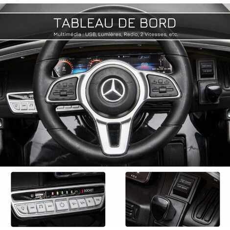 HOMCOM Voiture Véhicule électrique Enfants 12 V - V. Max. 5 Km/h Effets Sonores + Lumineux Mercedes EQC 400 4matic Noir - Noir 7 HOMCOM Voiture Véhicule électrique Enfants 12 V - V. Max. 5 Km/h Effets Sonores + Lumineux Mercedes EQC 400 4matic Noir - Noir – Image 5
