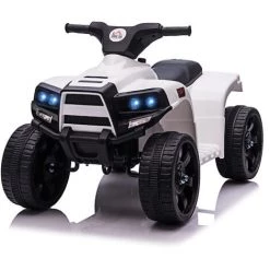 HOMCOM Voiture 4x4 Quad Buggy électrique Enfant 18-36 Mois 6 V 3 Km/h Max. Effet Lumineux Sonores Métal PP Blanc Noir