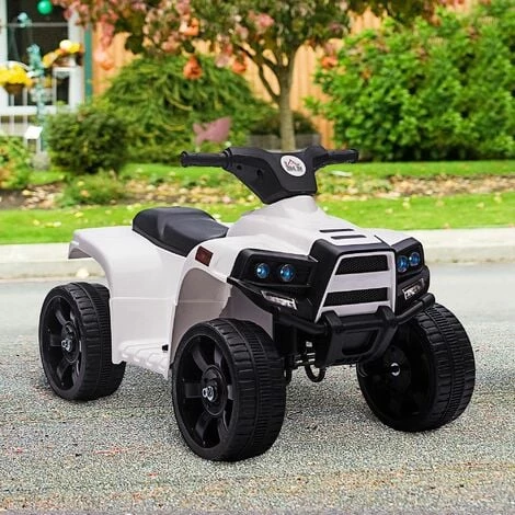 HOMCOM Voiture 4x4 Quad Buggy électrique Enfant 18-36 Mois 6 V 3 Km/h Max. Effet Lumineux Sonores Métal PP Blanc Noir 4 HOMCOM Voiture 4x4 Quad Buggy électrique Enfant 18-36 Mois 6 V 3 Km/h Max. Effet Lumineux Sonores Métal PP Blanc Noir – Image 2