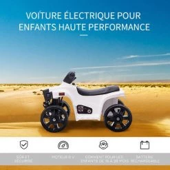 HOMCOM Voiture 4x4 Quad Buggy électrique Enfant 18-36 Mois 6 V 3 Km/h Max. Effet Lumineux Sonores Métal PP Blanc Noir 11 HOMCOM Voiture 4x4 Quad Buggy électrique Enfant 18-36 Mois 6 V 3 Km/h Max. Effet Lumineux Sonores Métal PP Blanc Noir -France HOMCOM Soldes 2022 40474296 5